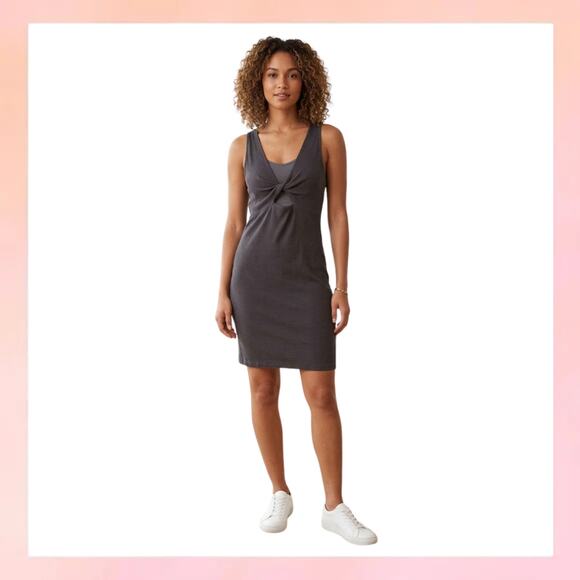 aerie Dresses & Skirts - Aerie Charcoal Grey Ribbed Twist Front Cutout Mini Dress M
